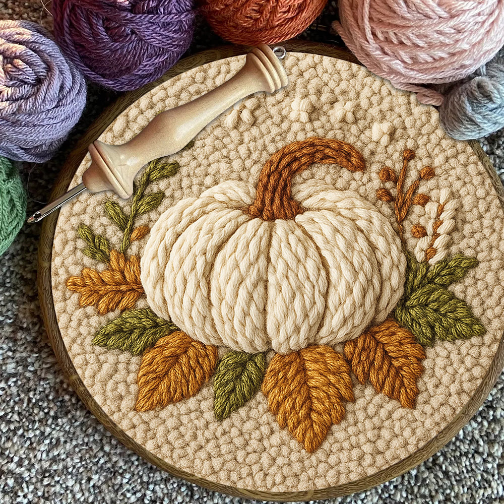 Halloween Pumpkin Punch Needle Kit - Diy Punch Needle Coaster | Art Craft For Home Decor | Handmade Needle Gift - image 7