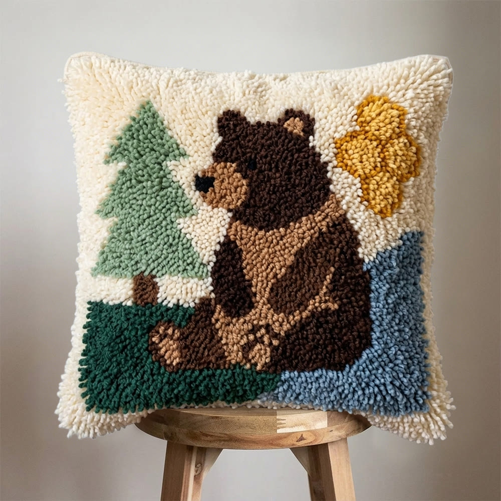 Rubbyoo Latch Hook Pillow Kit - Black Bear | Special Festival Gift | Animal Handmade Art   - image 5