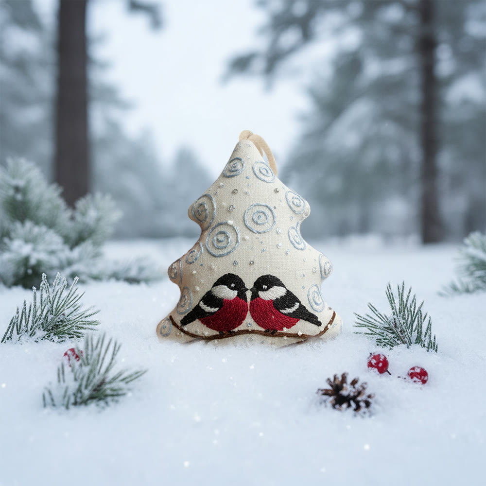 Rubbyoo Tree-shaped Embroidery Kit -  Twin Birds With Swirl Detail | Approachable Embroidery Assortment | Festive Tree Accent - image 4