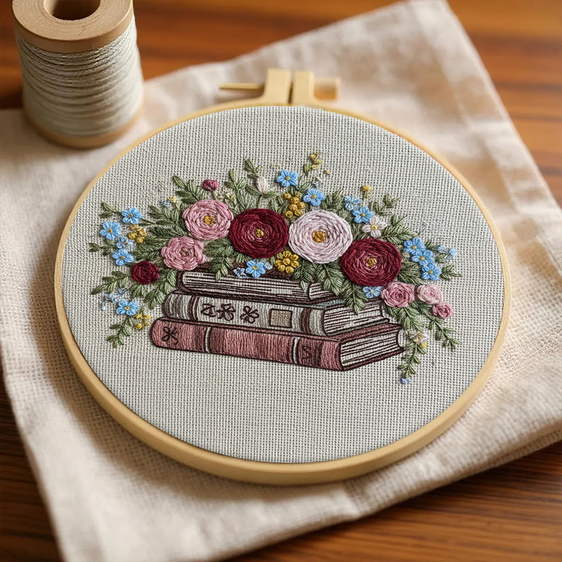 Rubbyoo Embroidery Kit - Floral Book Bouquet | Handcrafted Decorative Art | Perfect For Gift - image 3