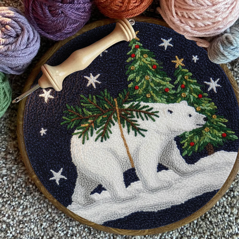 Polar Bears Punch Needle Kit - Christmas Tree Ornament | Easy Handmade Craft For Adults - image 6