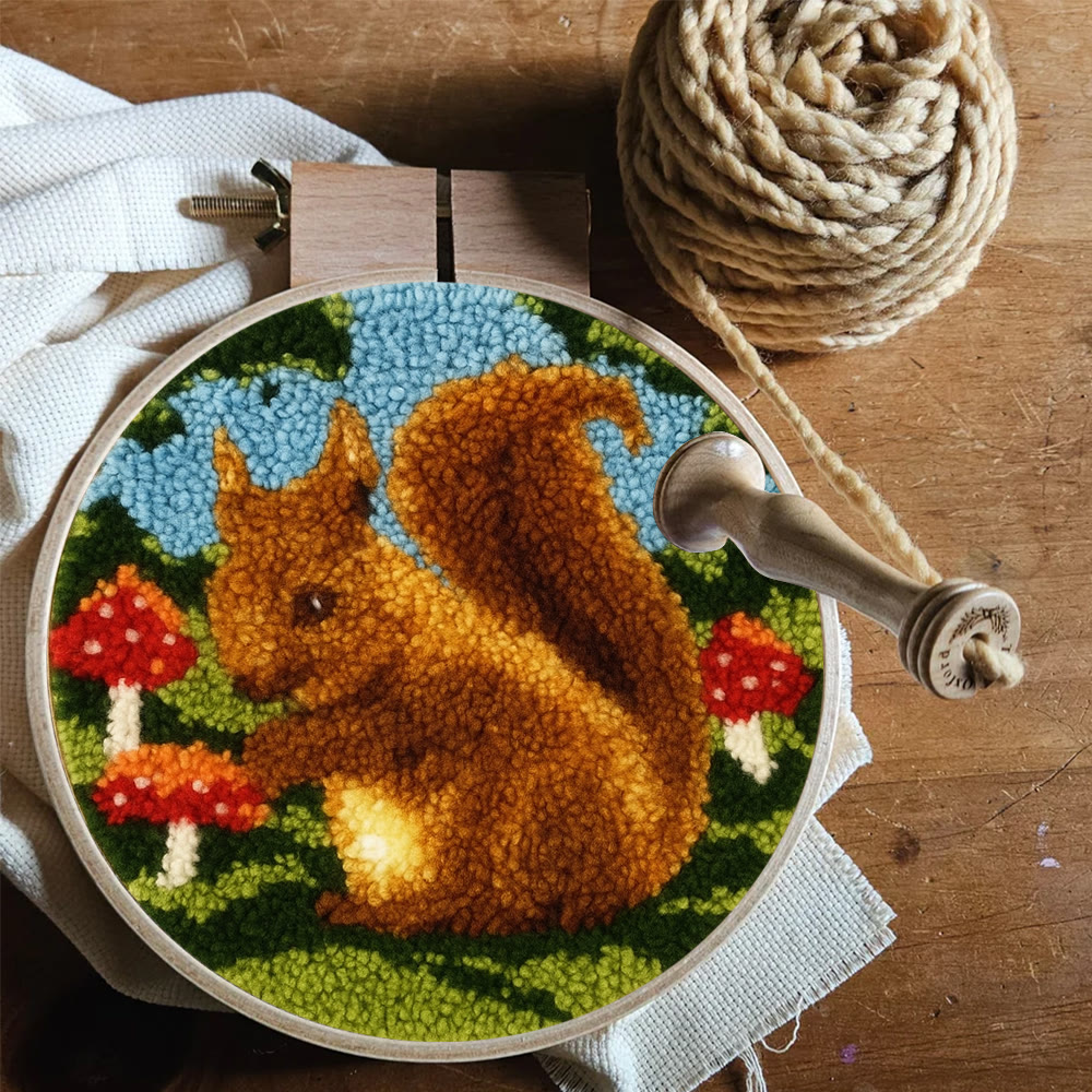 Squirrel Mushroom Punch Needle Kit - Nature Craft | Ideal for Home Decor - image 7