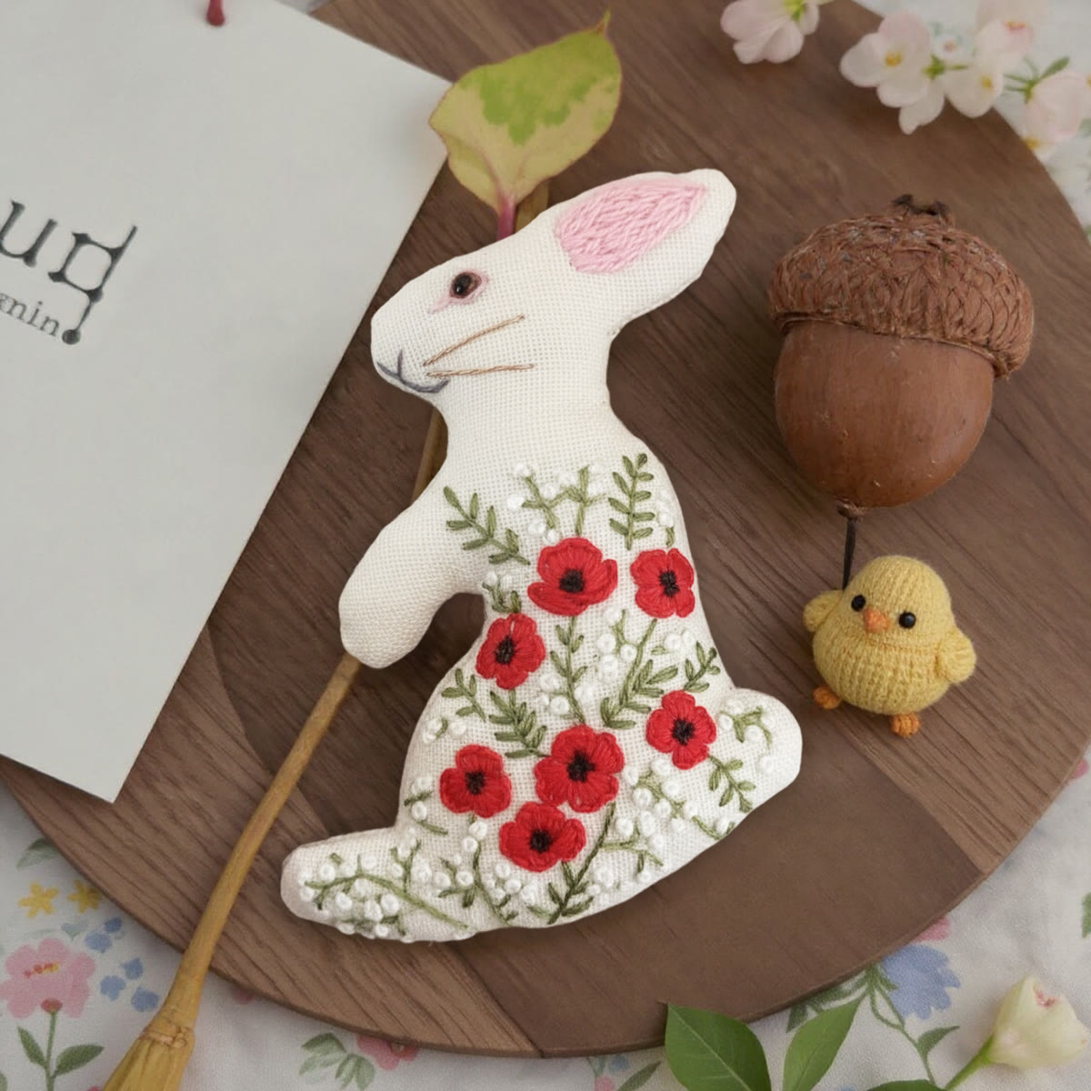 Rubbyoo Rabbit Embroidery Kit - Floral Bunny | Woodland Animals Craft | Easy For Handmade Beginners - image 3