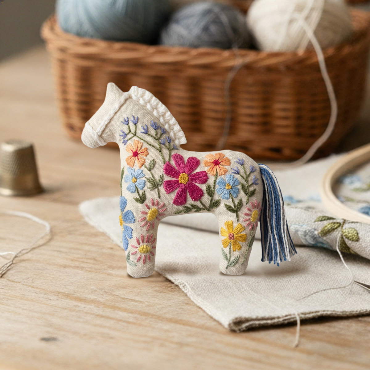 Rubbyoo Dala Horse Embroidery Kit - Spring Flower | Floral Handmade Art | Creative Animal Ornament - image 3