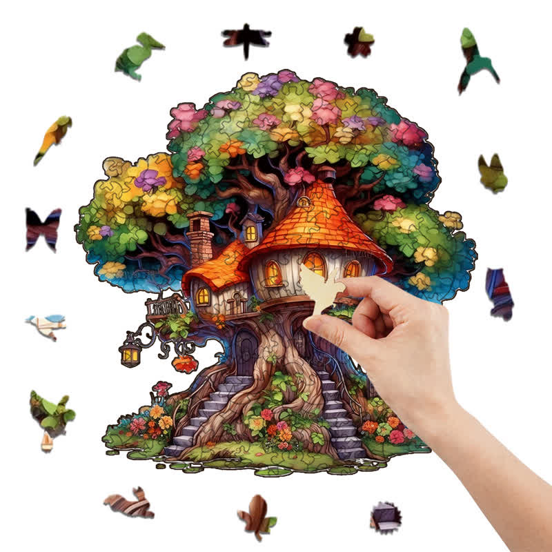 Rubbyoo Mushroom home - Wooden Jigsaw Puzzle