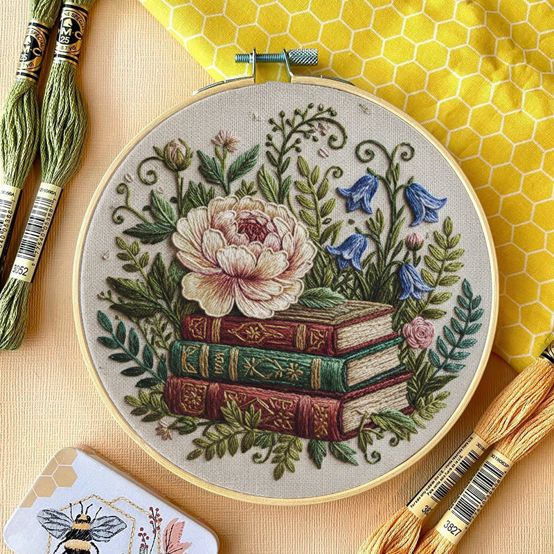 Rubbyoo Embroidery Kit - Blooming Flower With Book | Perfect Bookshelf Ornament | Nice Gifts For Her - image 10
