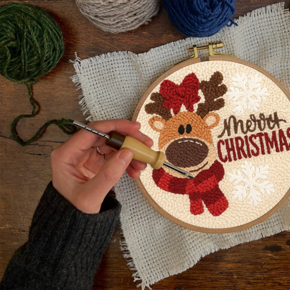 Adorable Reindeer Punch Needle Kit - Handmade Christmas Gift | Beginner Yarn Craft  - image 8