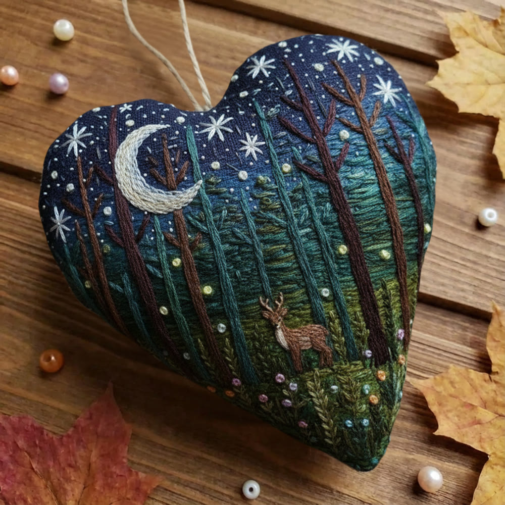 Rubbyoo Heart Embroidery Kit - Starry Forest and Deer | Relaxing Handwork | Magical Home Accent - image 10