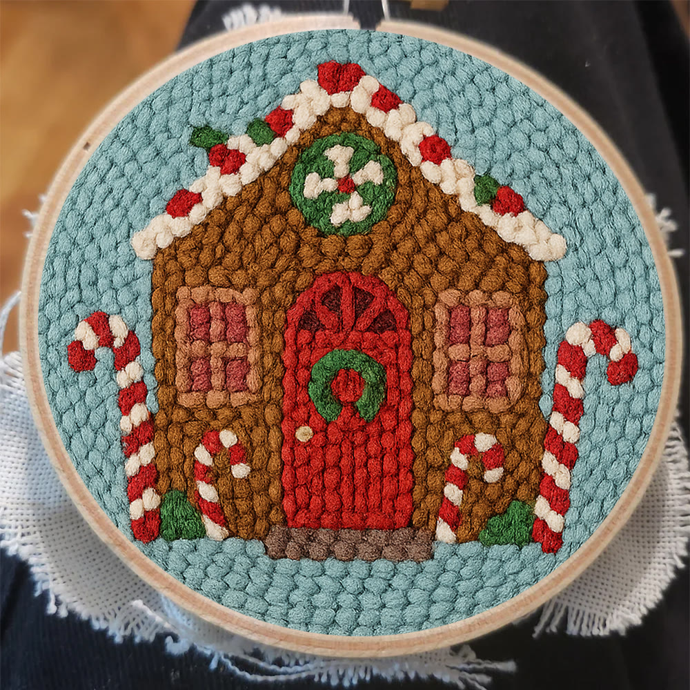 Gingerbread Cottage Punch Needle Kit – Easy-to-make Craft | Festive Table Accent - image 8