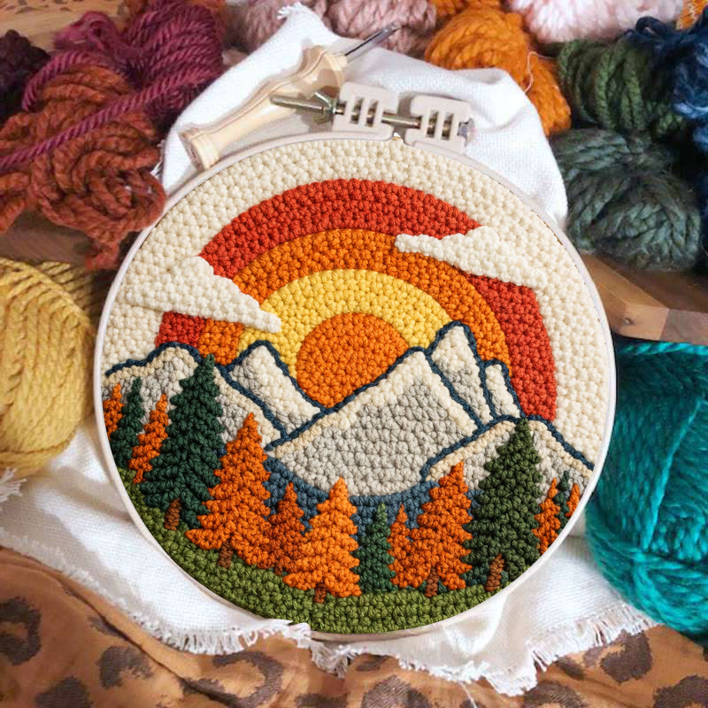 Vibrant Rainbow Mountain Sunrise Punch Needle Kit – Cheerful Handcraft Creation | Newbie-friendly Diy Project - image 3