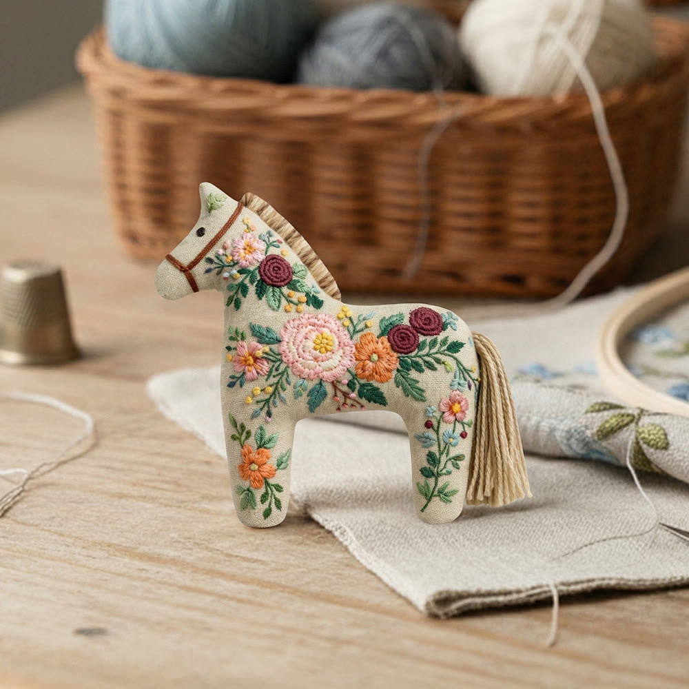 Rubbyoo Dala Horse Embroidery Kit - Blooming Flowers Design | Thoughtful Mother's Day Gift | Cozy Corner Decor - image 7