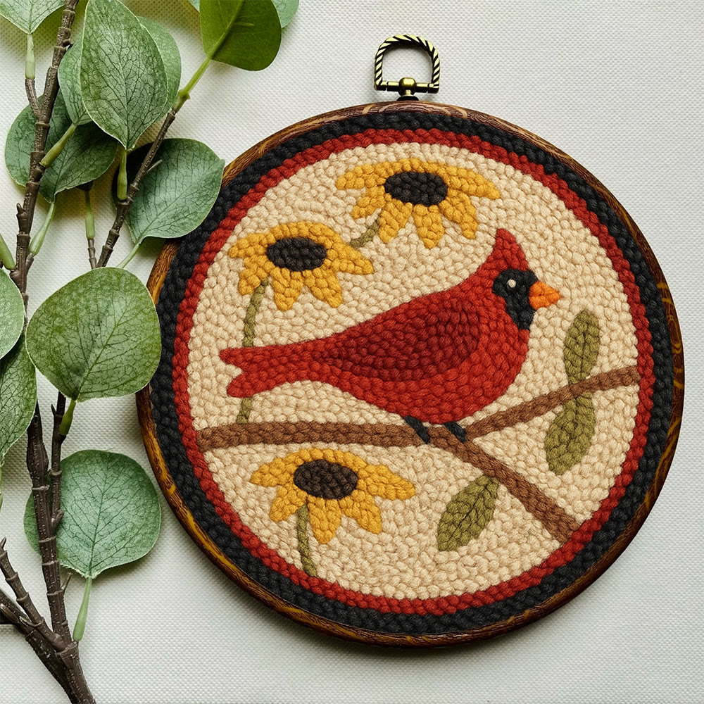 Floral Cardinal Punch Needle Kit - Nice Gifts For Bird Lovers |  Perfect For Christmas Decor - image 3