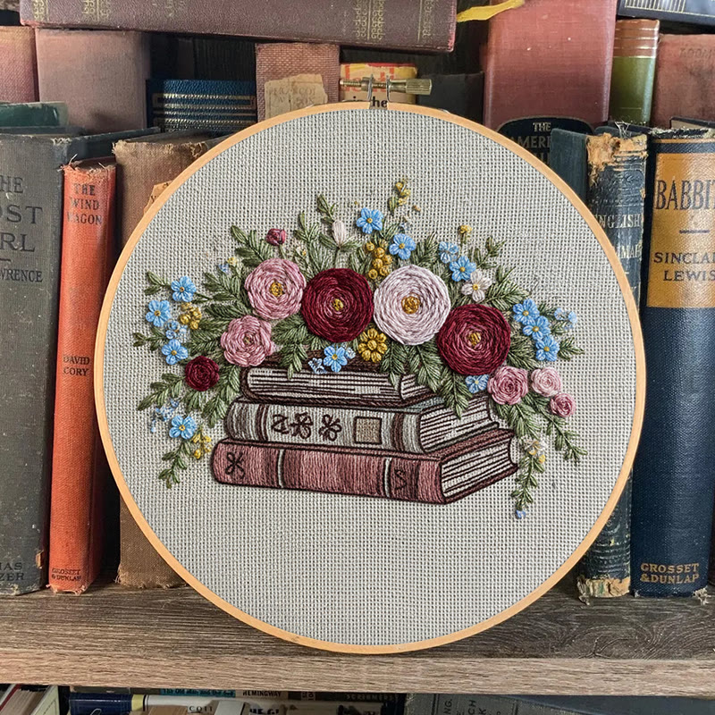 Rubbyoo Embroidery Kit - Floral Book Bouquet | Handcrafted Decorative Art | Perfect For Gift - image 8