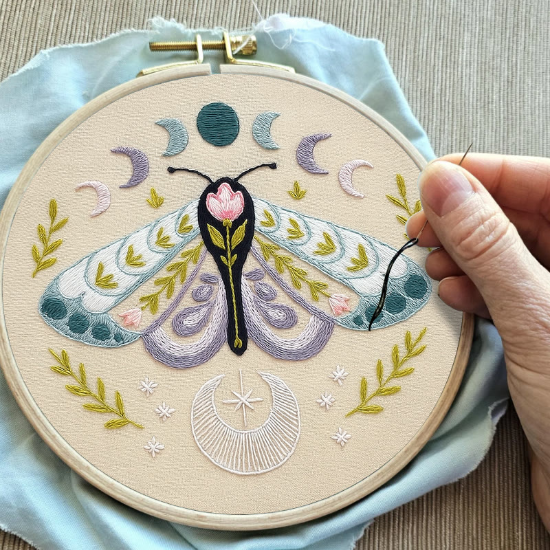 Rubbyoo Embroidery Kit - Celestial Lunar Moth | Creative Handmade Craft | Unique Hanging Ornament - image 4