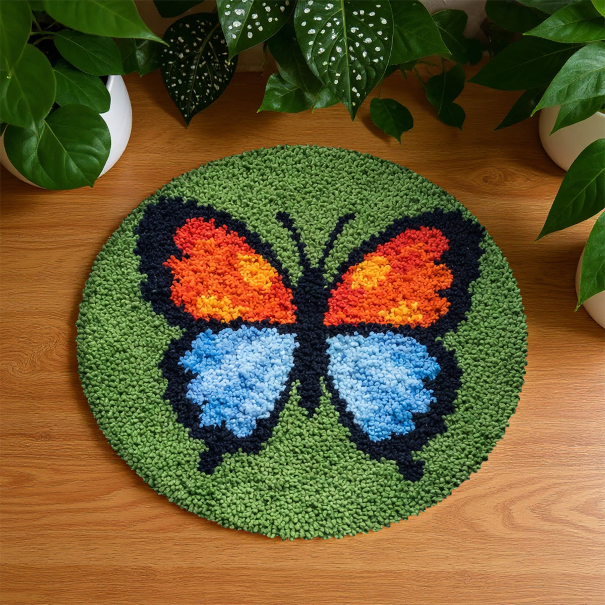 Rubbyoo Latch Hook Rug Kit - Colorful Butterfly | Creative Mat For Bathroom | Handmade Craft For Beginner  - 48×48cm - image 6