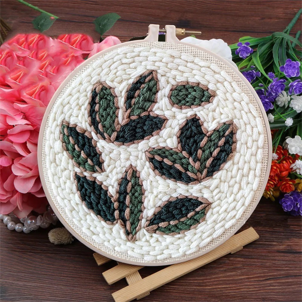 Leaf Punch Needle Kit - Diy Punch Needle Coaster | Handmade Sewing Art  | Beginner Yarn Craft  - image 8