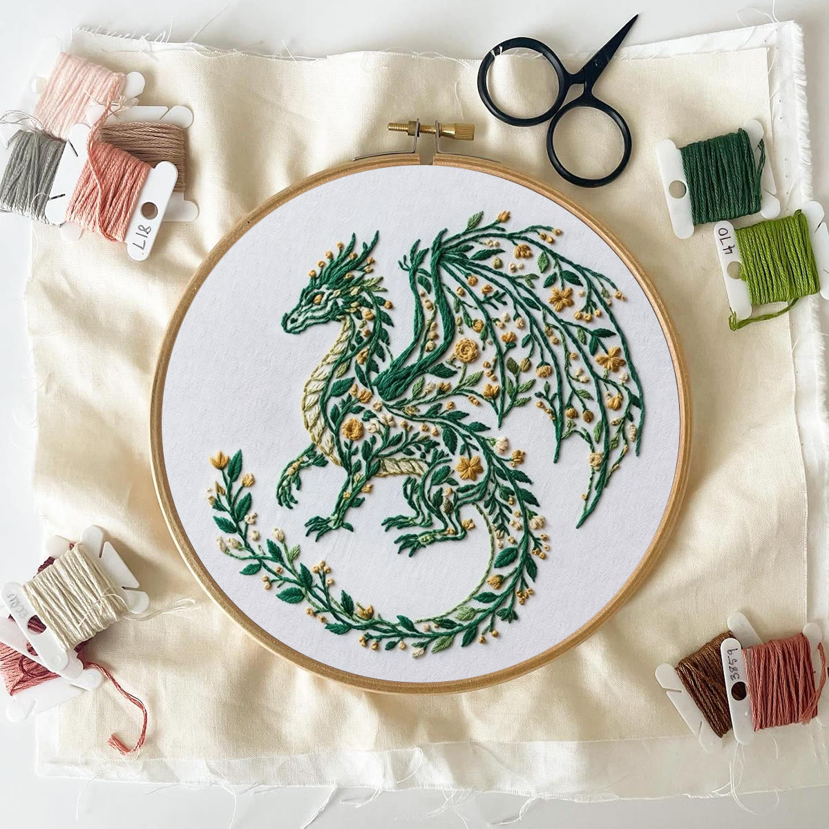 Rubbyoo Embroidery Kit - Forest Dragon | Mythical Dragon Hoop Art  | Special Animal Motif Kit For Kids - image 8