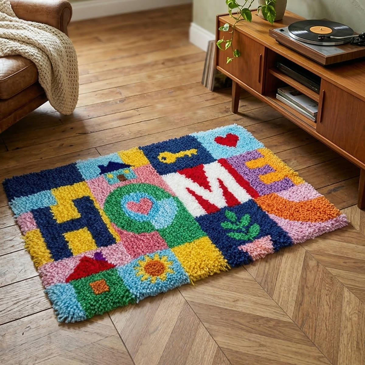 Rubbyoo Latch Hook Rug Kit - Welcome Home | Unique Outdoor Carpet | Diy Housewarming Gift - image 4