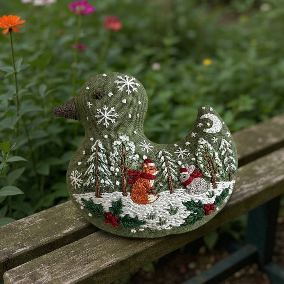 Rubbyoo Duck Embroidery Kit - Fox And Rabbit With Red Scarves | Wonderland Gift For Her | Cozy Cabin Ornament - image 7