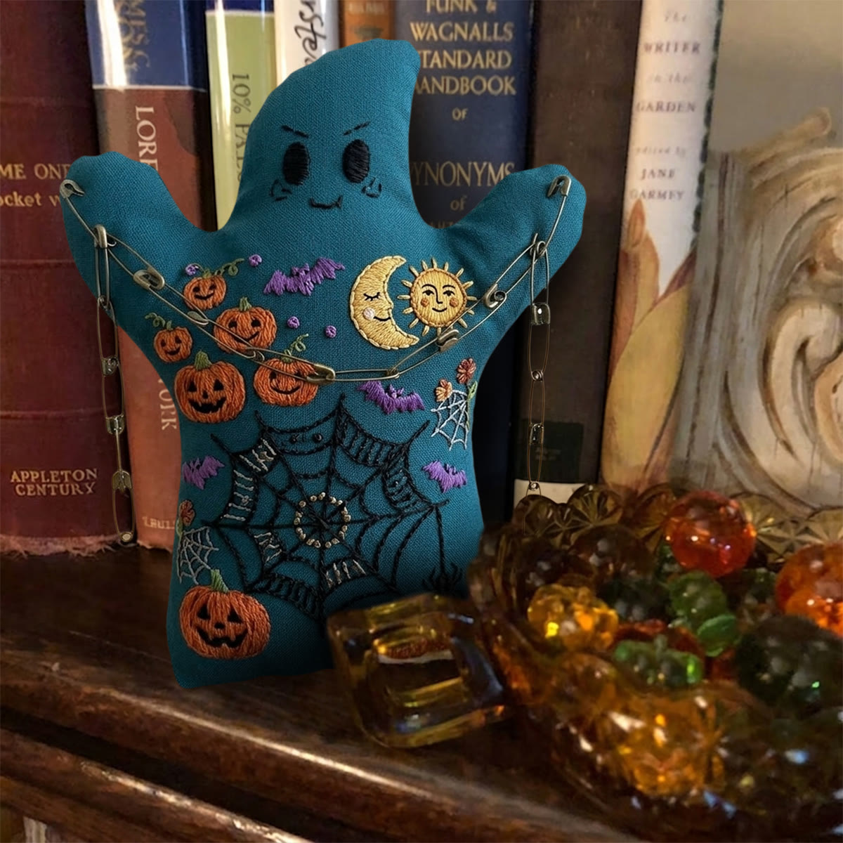 Rubbyoo Ghost Embroidery Kit - Jack-o'-lantern Dreamscape | Handmade Spooky Halloween Craft | Dark Academia Design For Gothic Lovers - image 5