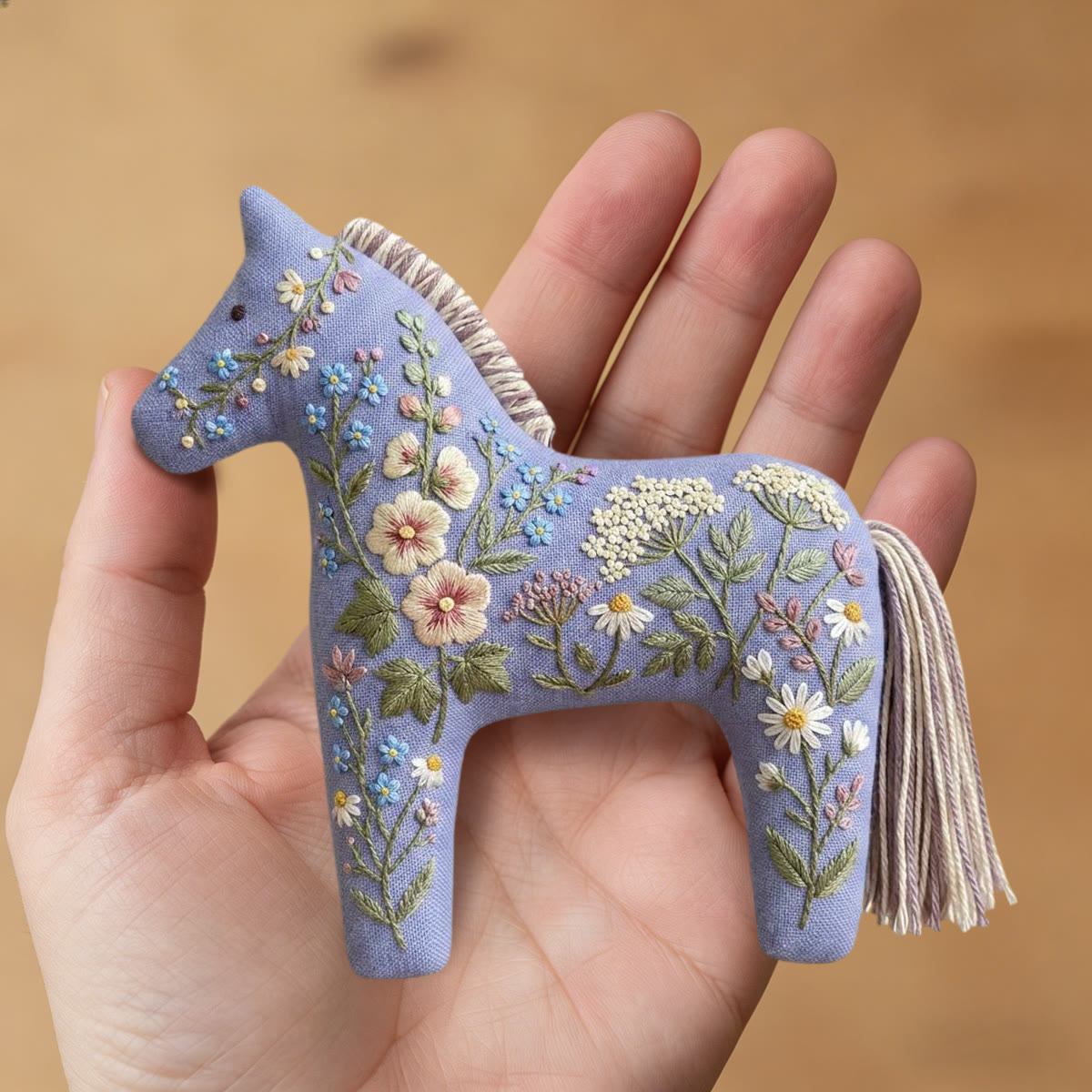 Rubbyoo Dala Horse Embroidery Kit - Daisy And Wildflower | Shabby Chic Gift For Her | Nursery Hanging Decor - image 8