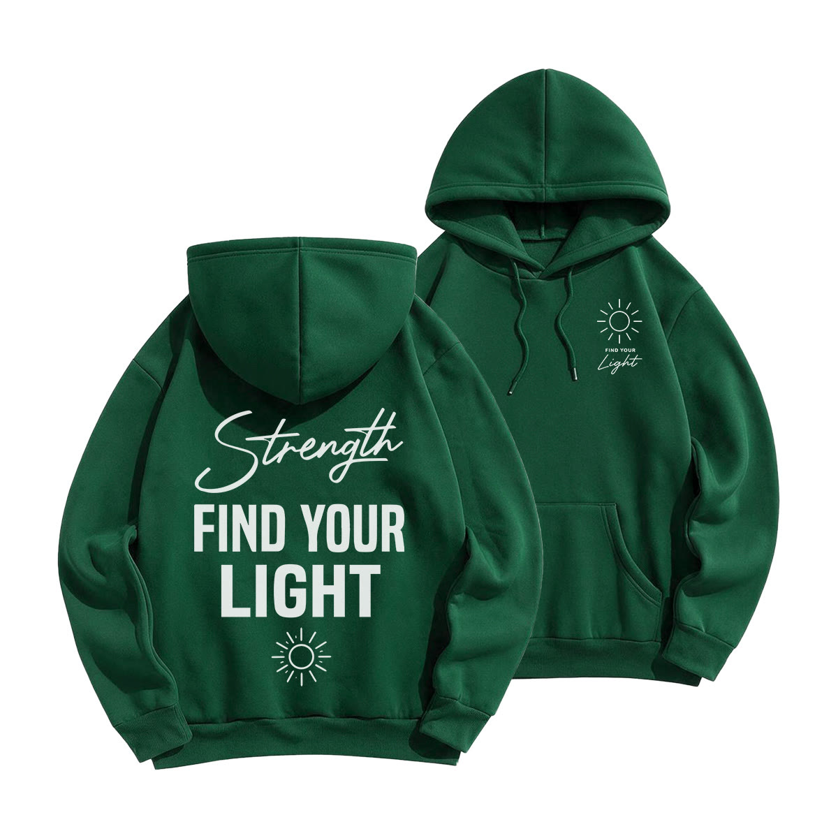 Rubbyoo Find Your Light Unisex Hoodie  - Green - 2XL - image 19