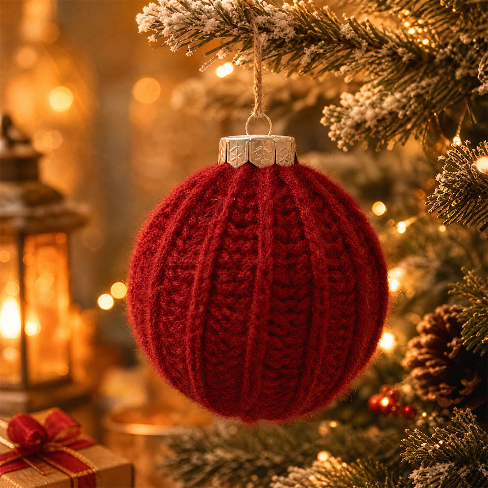 Rubbyoo Crochet Christmas Ball Ornament – Handmade Xmas Tree Hanging | Cozy Festive Party Decor - Red - image 6