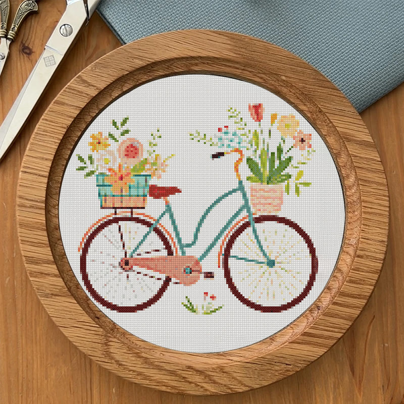  Cross Stitch Kit - Botanical Bicycle | Diy Stitch Handicraft | Nice Birthday Gifts For Friends - image 8
