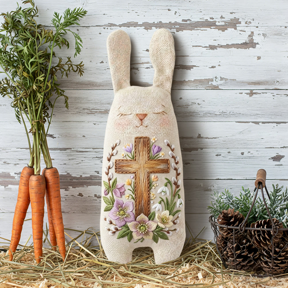 Rubbyoo Bunny Toy Embroidery Kit - Cross And Floral Vine | Breezy Diy | Meaningful Religious Gift - image 7