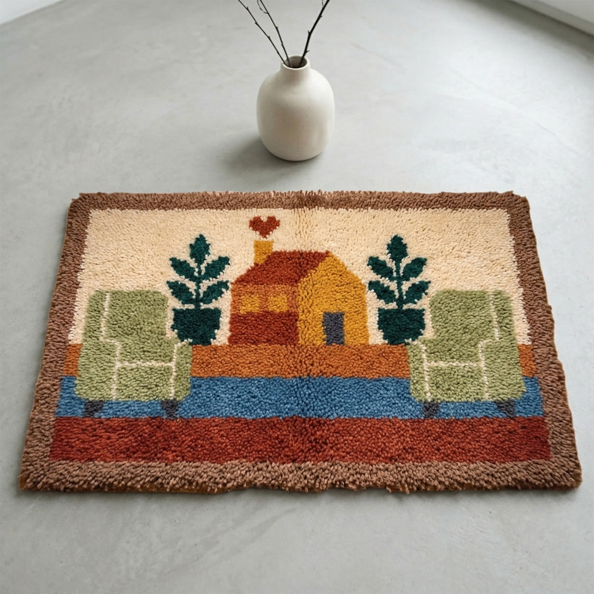 Rubbyoo Latch Hook Rug Kit - Peaceful House | Handmade Tufted Rug | Handmade Housewarming Gift  - image 8
