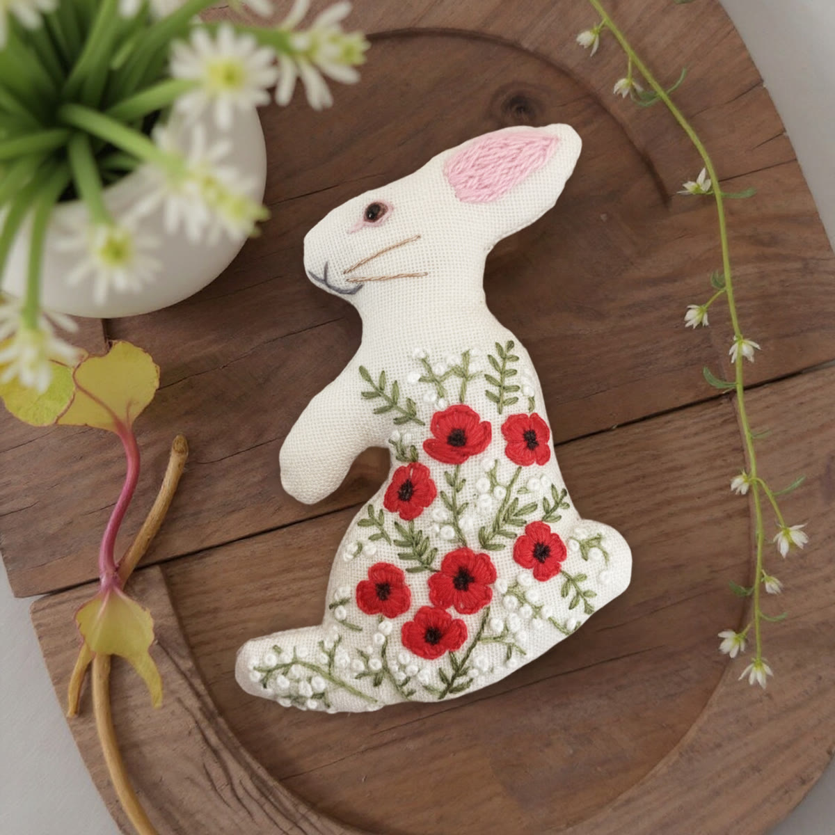 Rubbyoo Rabbit Embroidery Kit - Floral Bunny | Woodland Animals Craft | Easy For Handmade Beginners - image 5