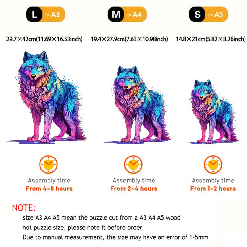 Rubbyoo Majestic Rainbow Wolf - Wooden Jigsaw Puzzle
