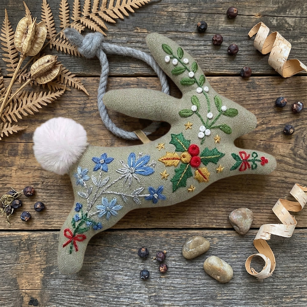 Rubbyoo Rabbit Embroidery Kit - Christmas Bell And Blossom | Exquisite Handicraft | Excellent Christmas Gift Choice - image 4