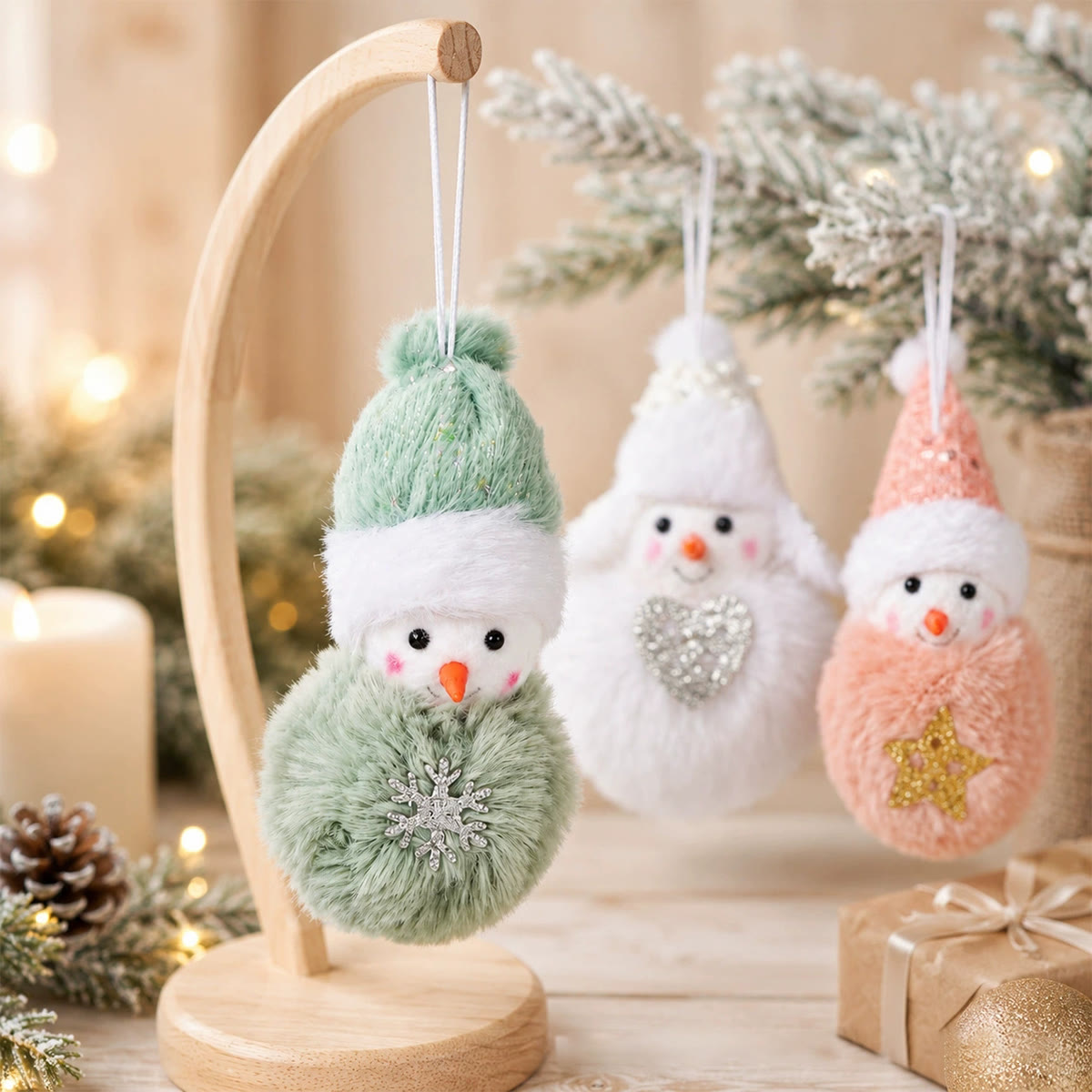 Rubbyoo Christmas Plush Ornament - Cute Fuzzy Snowman Hanging | Charming Xmas Tree Hanging - image 3