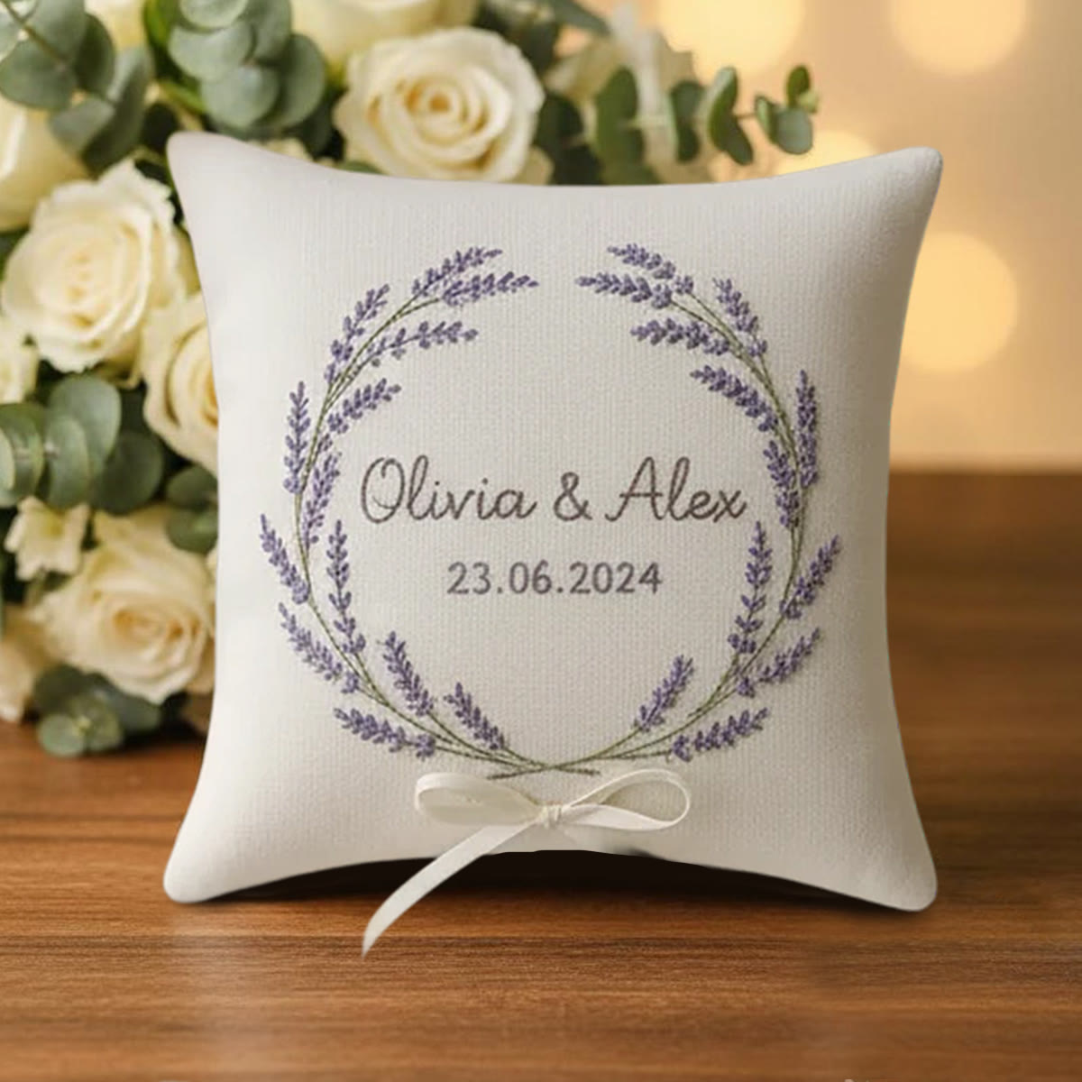 Rubbyoo Personalized Ring Bearer Pillow Embroidery Kit - Lavender Wreath Decor | Beginner-friendly Project | Top Gifting Choice - image 8