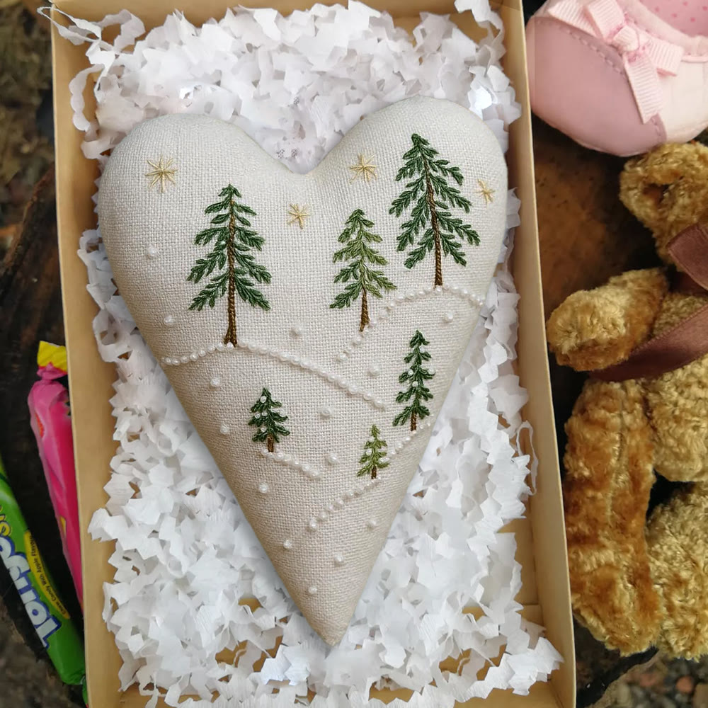 Rubbyoo Heart Embroidery Kit - Snowy Pine Forest | Winter Home Decor | Charming Gift For Nature Lovers - image 6