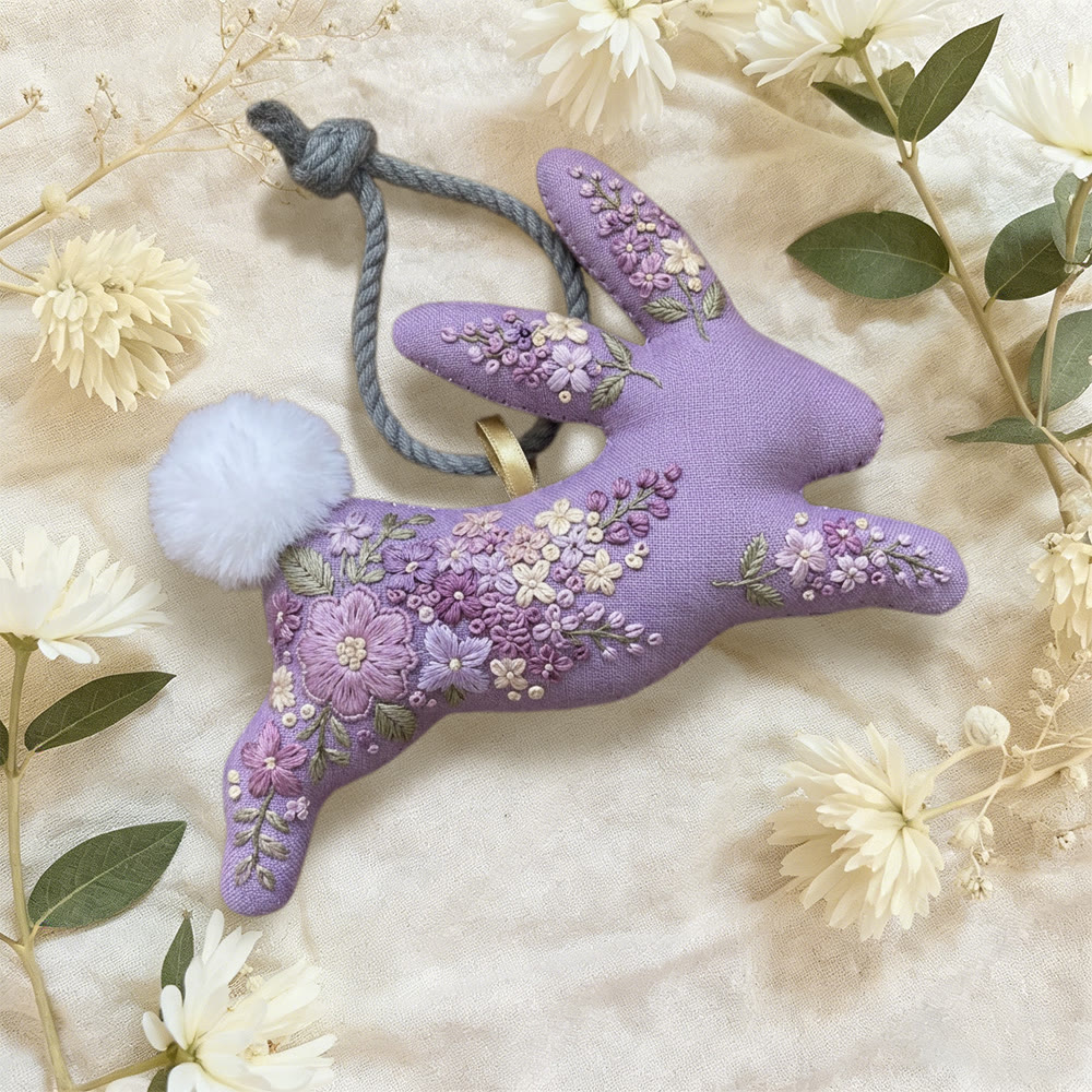 Rubbyoo Rabbit Embroidery Kit - Lavender And Peony | Relaxing Handcraft | Perfect Gifting Ornament - image 4
