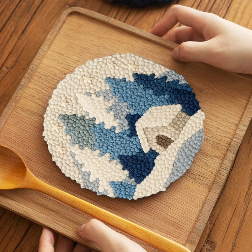 Winter Cabin Punch Needle Kit – Beginner Diy | Perfect Winter Home Hanging - 5 inch Coaster Kit - image 4