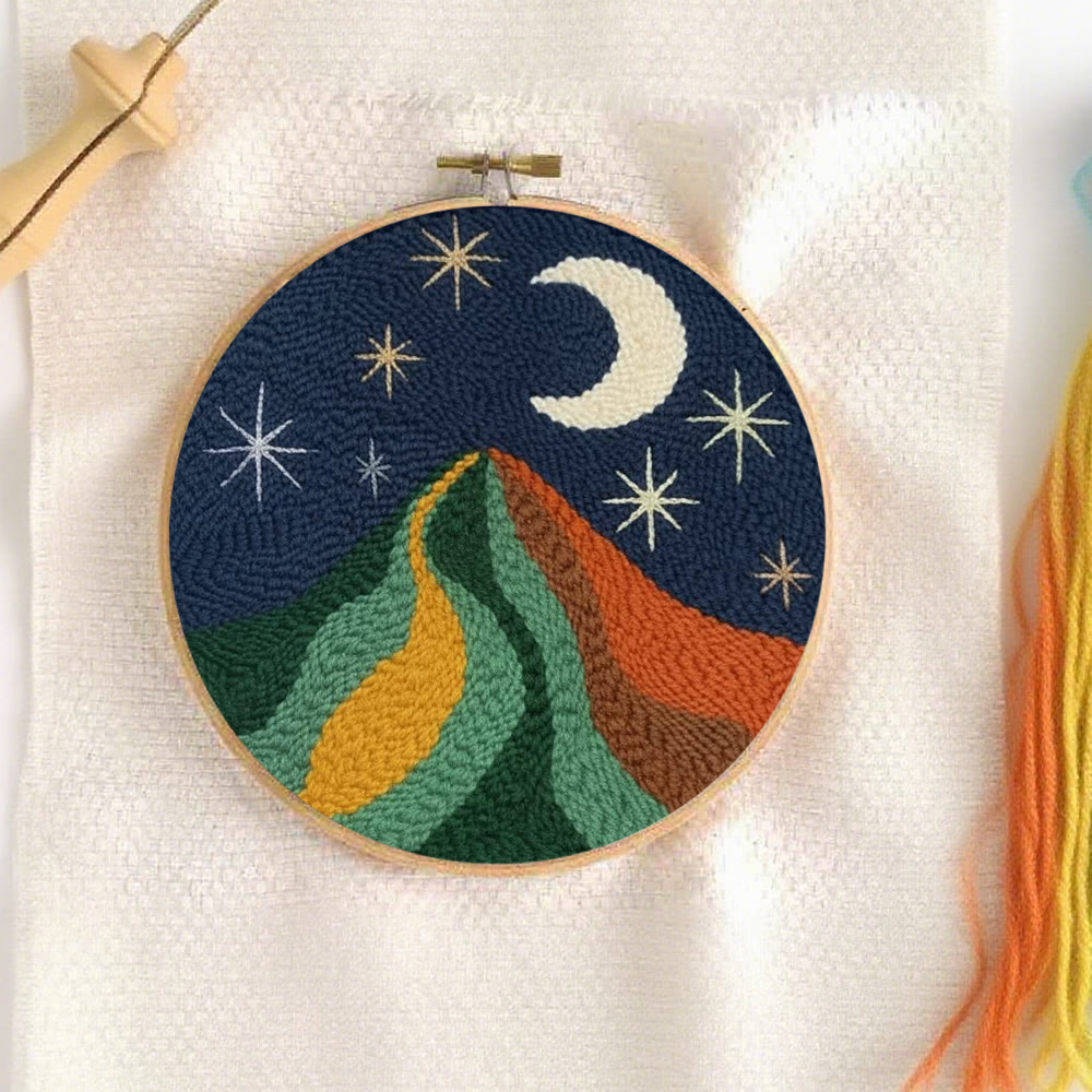 Starry Moonlit Mountainscape Punch Needle Kit – Newbie-friendly Diy Handcraft | Scenic Decorative Hanger - image 6