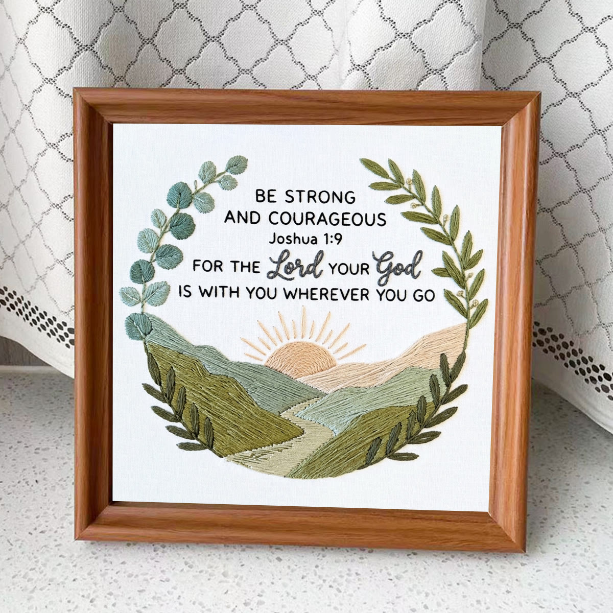 Rubbyoo Embroidery Kit - Be Strong And Courageous | Bible Joshua 1:9 | Perfect Handicraft For Christian  - Embroidery Kit Plus An Extra Frame - image 8