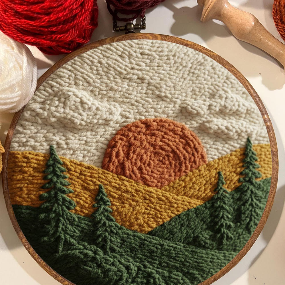 Autumnal Sunset Mountain Forest Punch Needle Kit – Top Gifting Choice | Cozy Warm Home Decor - image 9