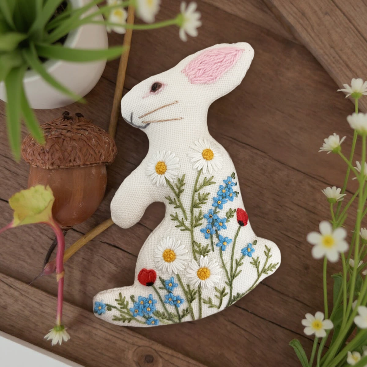 Rubbyoo Rabbit Embroidery Kit - Wildflowers | Beautiful Flower Art | Special Holiday Craft - image 5