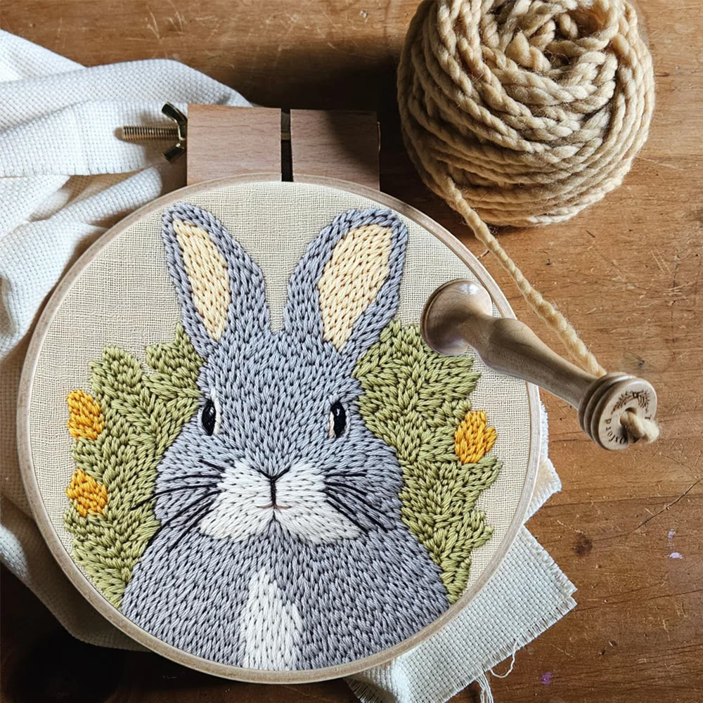 Grey Bunny Portrait Punch Needle Kit - Accessible Craft | Heartwarming Gift Idea - image 9