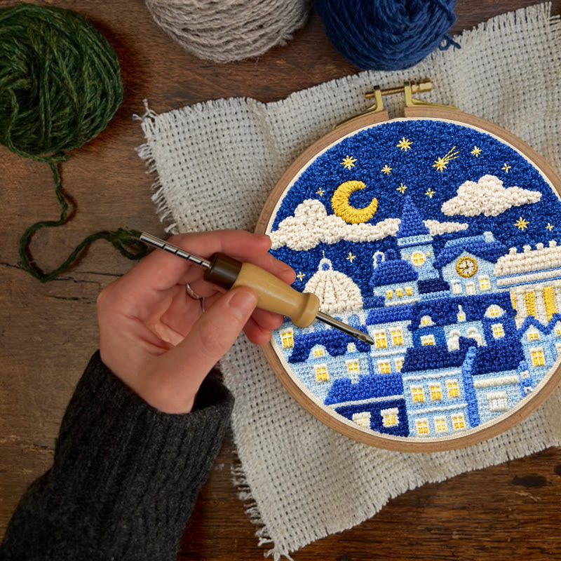 Starry Night Townscape Punch Needle Kit – Fun Handcraft Diy | Cozy Home Decor - image 9
