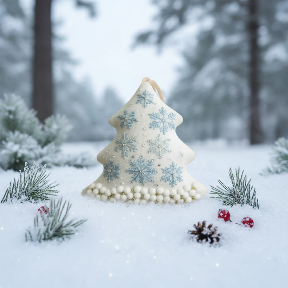 Rubbyoo Tree-shaped Embroidery Kit - Snowflakes And Pearls | Elegant Diy Craft | Lovely Addition To Festive Collection - image 4