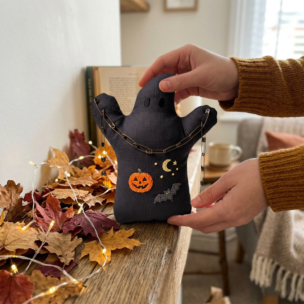 Rubbyoo Ghost Embroidery Kit - Tiny Jack-o-lantern | Simple Handmade Halloween Gift | Easy Sewing Kit For Beginners - image 5