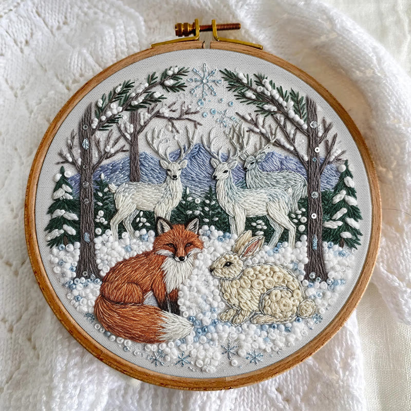 Rubbyoo Embroidery Kit - Winter Animal | Handmade Hoop Art | Perfect Gift For Animal Lover - image 7