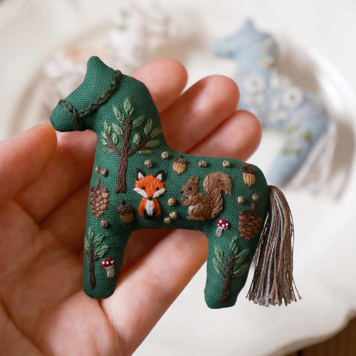 Rubbyoo Horse Embroidery Kit - Fox And Squirrel | Adorable Handmade Craft | Perfect Gift For Decoration - image 5