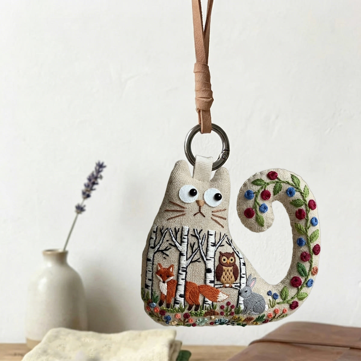 Rubbyoo Cat Embroidery Kit - Fox Owl Rabbit Design | Handmade Gift For Her | Whimsical Animal Bag Accessory - image 9