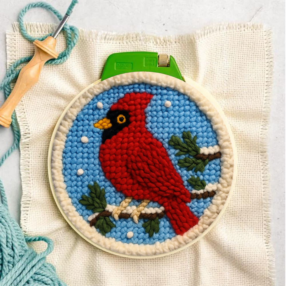 Winter Cardinal Punch Needle Kit – Beginner-easy Handcraft | Cozy Winter Wall Piece - image 7